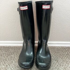Hunter Rain boots Tall Gloss Black sz 10 GUC